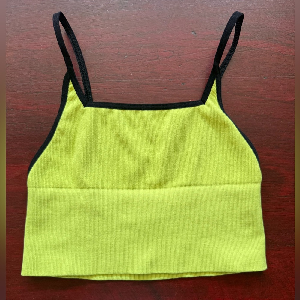 NWOT FREE PEOPLE INTIMATELY ANDI SQUARE NECK SEAMLESS BRALETTE, NEON YLLW, XS/S